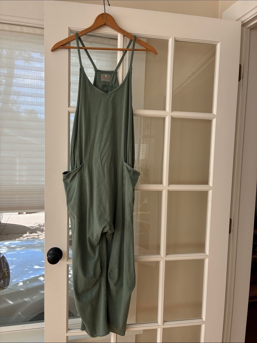 Lightweight Olive Green Strappy Free People Jumpsuit with Pockets